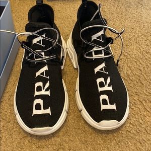 Prada black and white sneakers size 6.5